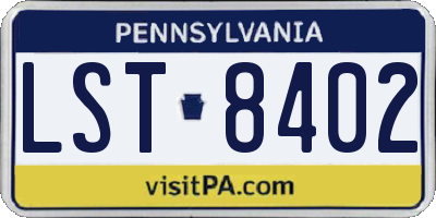 PA license plate LST8402