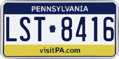PA license plate LST8416