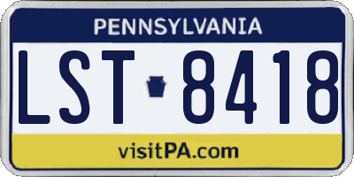 PA license plate LST8418
