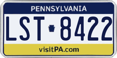 PA license plate LST8422