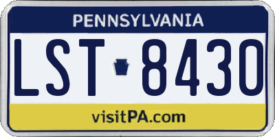 PA license plate LST8430
