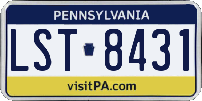 PA license plate LST8431