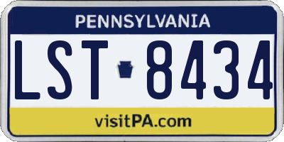 PA license plate LST8434