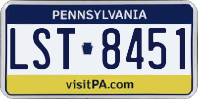 PA license plate LST8451