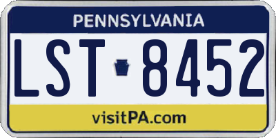 PA license plate LST8452