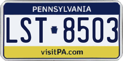 PA license plate LST8503