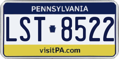 PA license plate LST8522