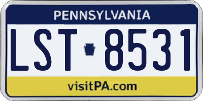 PA license plate LST8531