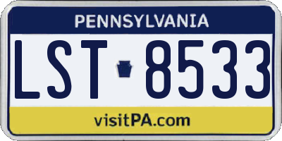 PA license plate LST8533