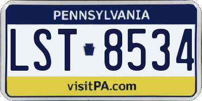 PA license plate LST8534