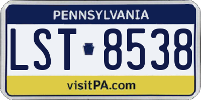 PA license plate LST8538