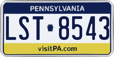 PA license plate LST8543