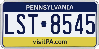 PA license plate LST8545
