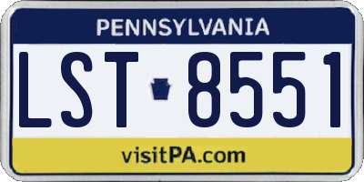 PA license plate LST8551