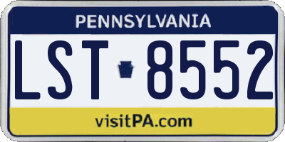 PA license plate LST8552