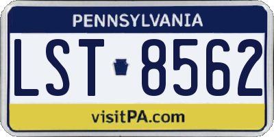 PA license plate LST8562