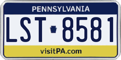 PA license plate LST8581