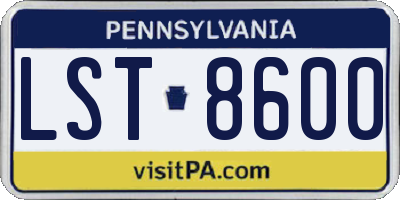 PA license plate LST8600
