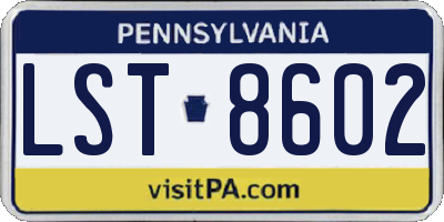 PA license plate LST8602