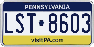 PA license plate LST8603