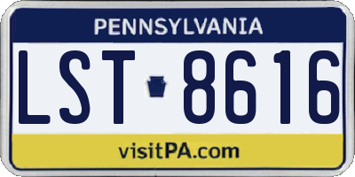 PA license plate LST8616