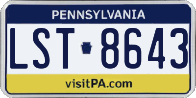PA license plate LST8643