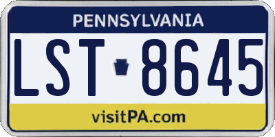 PA license plate LST8645