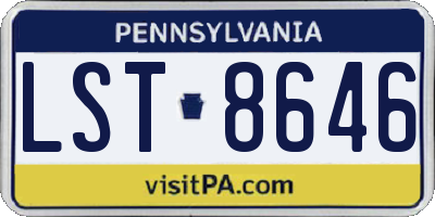 PA license plate LST8646
