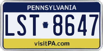 PA license plate LST8647