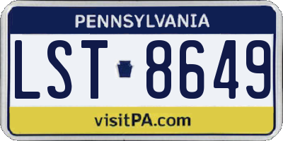 PA license plate LST8649
