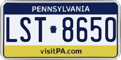 PA license plate LST8650