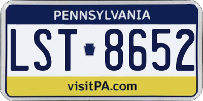PA license plate LST8652
