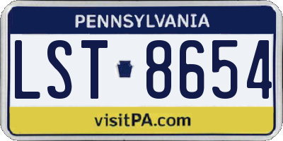 PA license plate LST8654