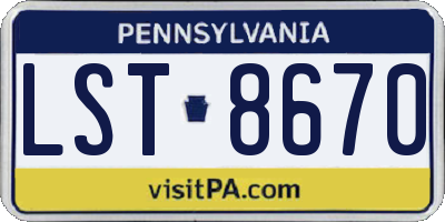 PA license plate LST8670