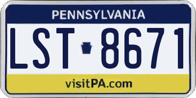 PA license plate LST8671
