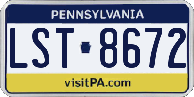 PA license plate LST8672