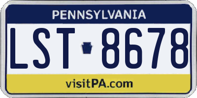 PA license plate LST8678