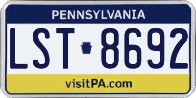 PA license plate LST8692