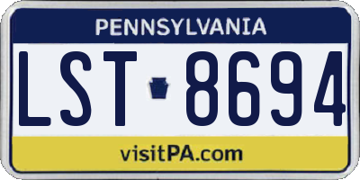 PA license plate LST8694