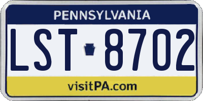 PA license plate LST8702