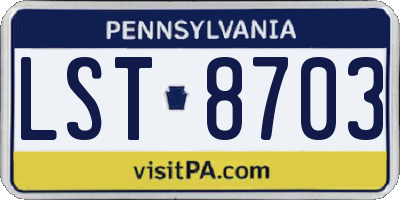 PA license plate LST8703