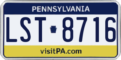 PA license plate LST8716