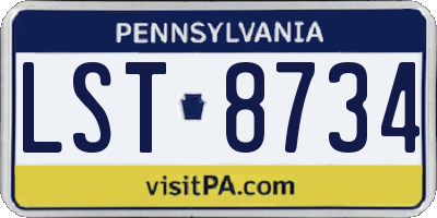 PA license plate LST8734