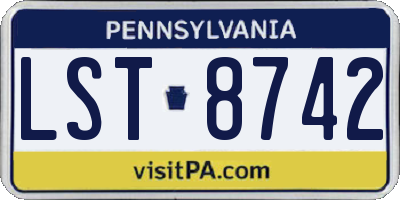 PA license plate LST8742
