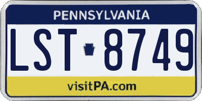 PA license plate LST8749
