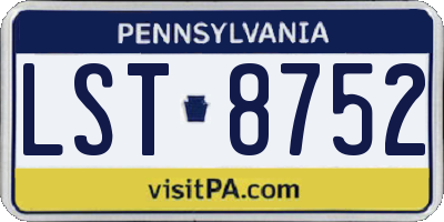 PA license plate LST8752