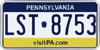 PA license plate LST8753