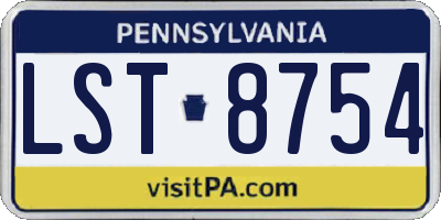 PA license plate LST8754