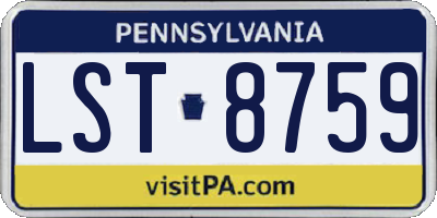 PA license plate LST8759