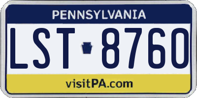 PA license plate LST8760